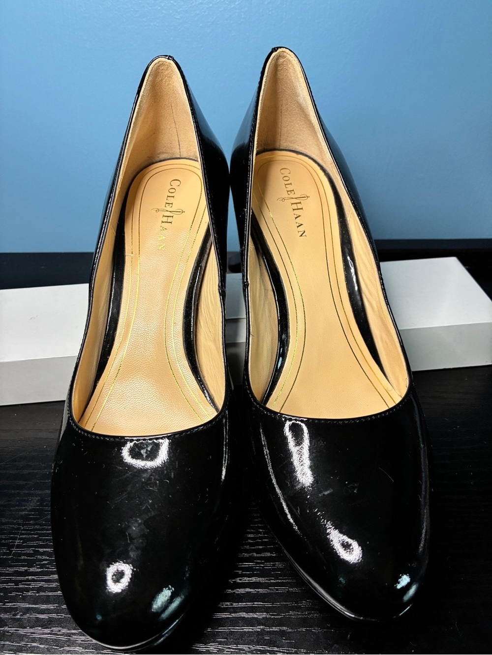 Cole Haan Black Patent Leather Pointed-Toe Pumps